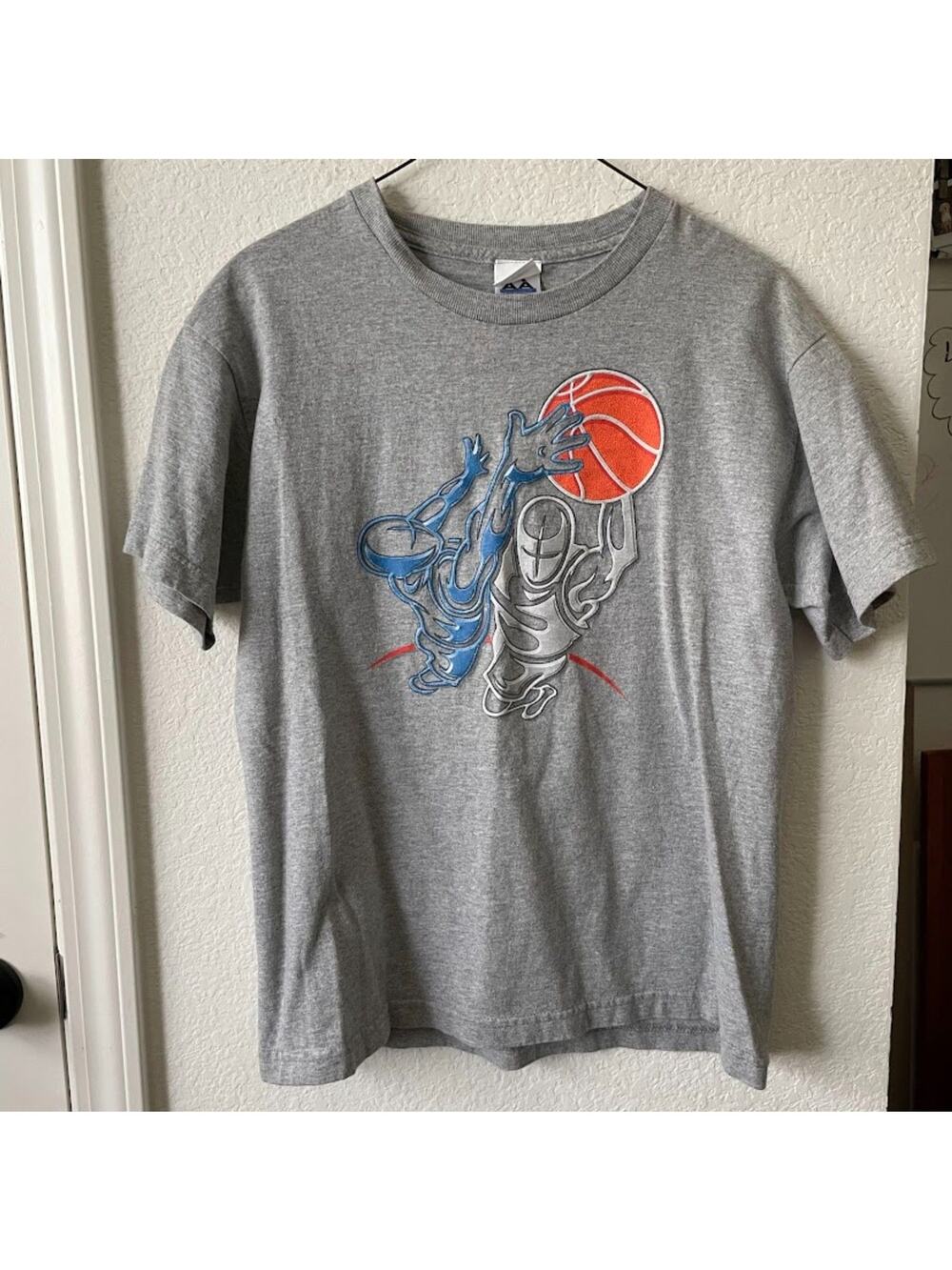 Vintage Y2K 2000s Prospirit Gray Basketball Graphic T Shirt Sz XL